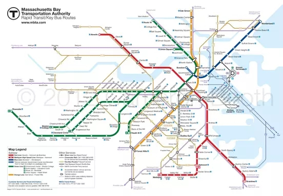 另附一张波士顿地铁线路图以供大家参考